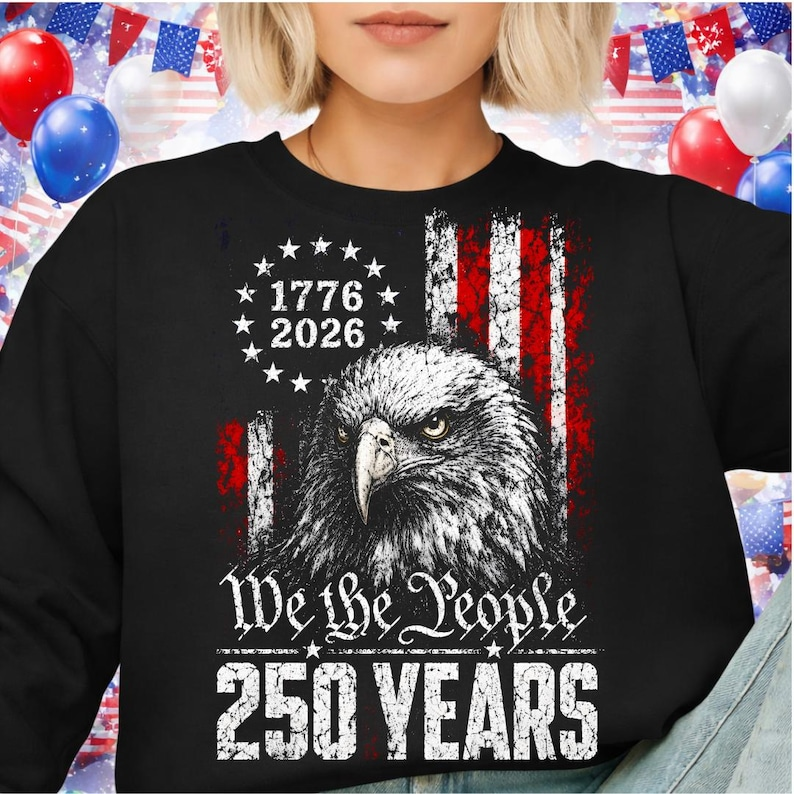 We The People 250 Years Graphic Shirt, Patriotic American Eagle Tee, Vintage USA Independence Day Outfit