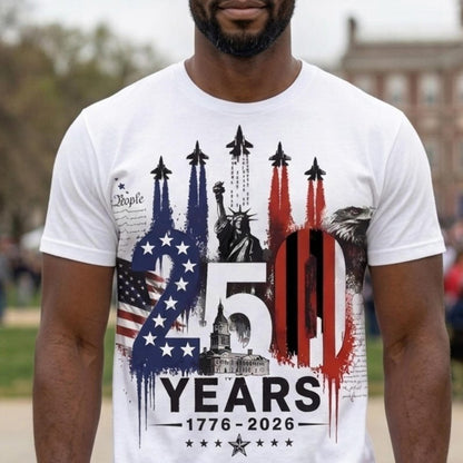 America 250 Years Shirt, Patriotic 1776-2026 Celebration Tee, USA Flag Freedom Graphic T Shirt for Men and Women