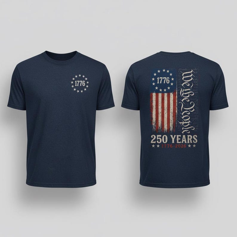 We The People 250 Years Shirt, Patriotic USA Flag Graphic Tee, America 1776 2026 Independence Day