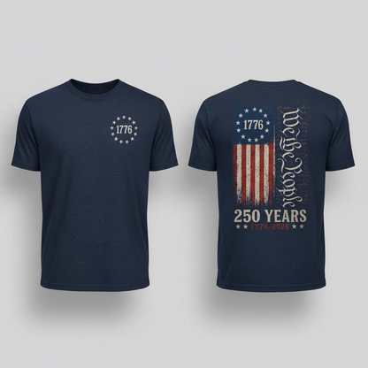We The People 250 Years Shirt, Patriotic USA Flag Graphic Tee, America 1776 2026 Independence Day