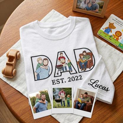Custom Dad Hoodie Portrait From Photo Embroidered, Personalized Dad Portrait Shirt, Personalized Gifts For Dad, Father's Gift