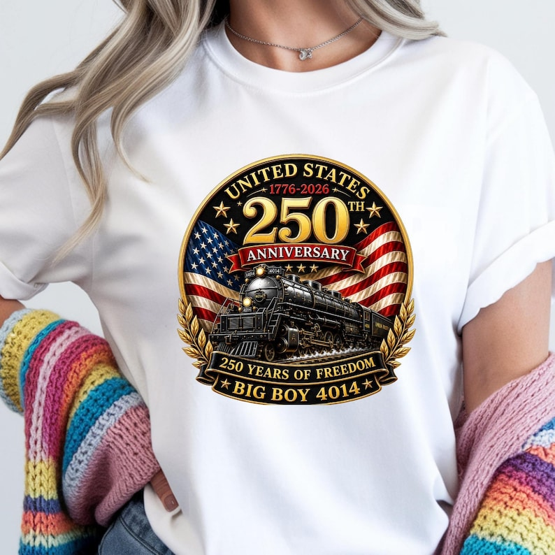 Comfort Colors United States 250 Years of Freedom Shirt, Big Boy 4014 Steam Locomotive T-Shirt, American Flag Patriotic Gift, America 250th Anniversary Shirt