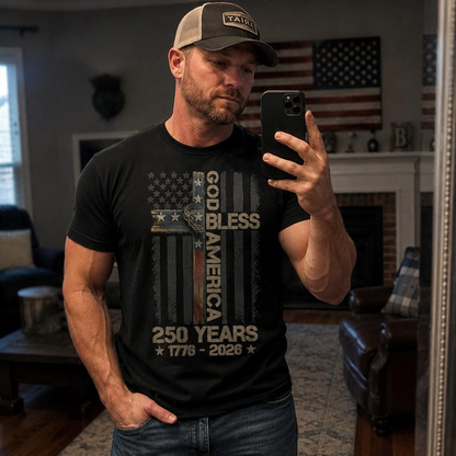 Christian America 250th Anniversary Shirt, God Bless America T-Shirt, Faith Based Patriotic Gift for Men and Women