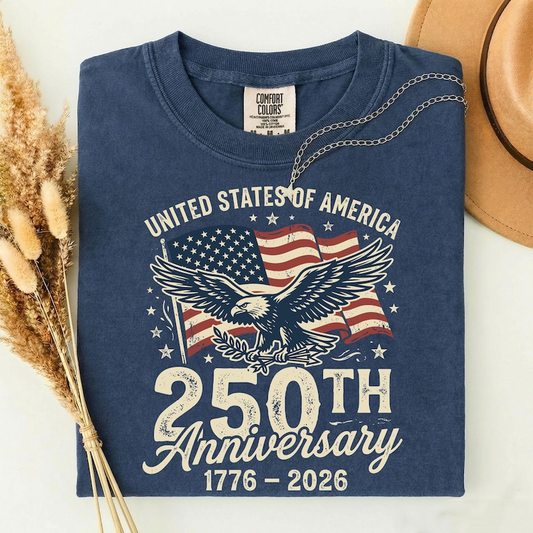 Comfort Colors United States of America 250th Anniversary Shirt, American Eagle Flag Tee, U.S. 250th Anniversary Celebration Gift