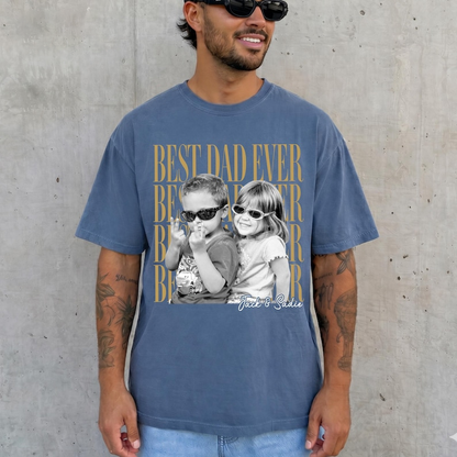 Comfort Colors Personalized Best Dad Ever Shirt with Kids Photo, Custom Photo Dad Tee, Father’s Day Gift for Daddy Papa Grandpa
