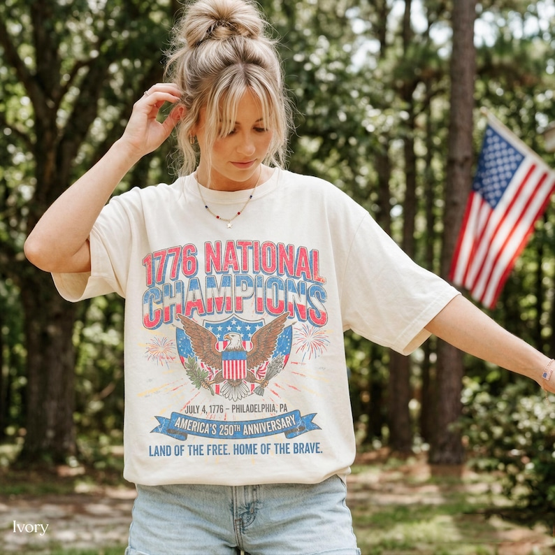 Comfort Colors America 250 Years Shirt, 1776 National Champions Eagle Tee, Retro Independence Day Shirt for Men and Women, 250th Anniversary Shirt
