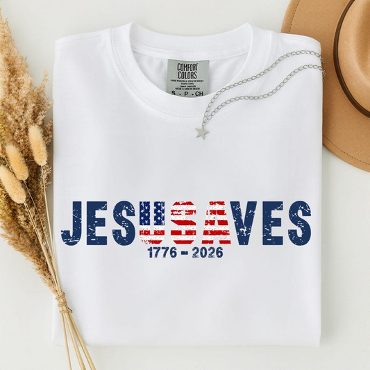 Comfort Colors Jesus Saves America Shirt, Christian Independence Day Tee, Patriotic Faith Based Shirt for Men and Women