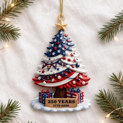 America 250 Acrylic Ornament, 1776-2026 Christmas Tree Ornament, Patriotic American Flag Ornament, USA 250th Anniversary Gift