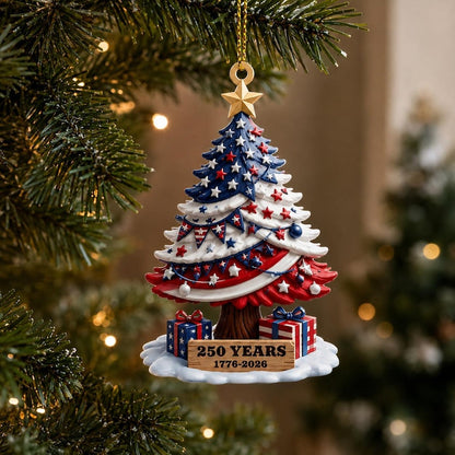 America 250 Acrylic Ornament, 1776-2026 Christmas Tree Ornament, Patriotic American Flag Ornament, USA 250th Anniversary Gift
