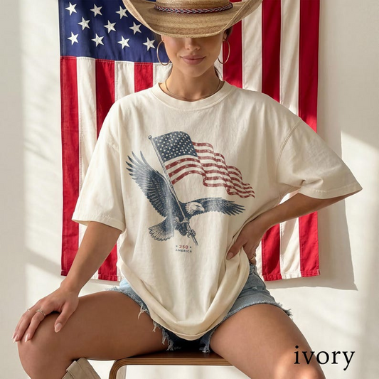 Comfort Colors Patriotic Eagle Flag Shirt, Vintage USA Graphic Tee, Fourth of July American Pride Shirt for Men Women, 250th Anniversary Shirt