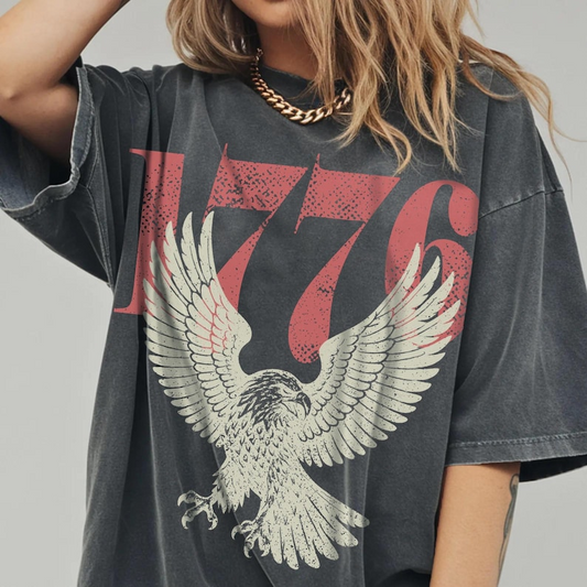 Comfort Colors 1776 Eagle Shirt for Women, Vintage Patriotic USA Graphic Tee, Fourth of July American Flag Shirt, 250th Anniversary Shirt