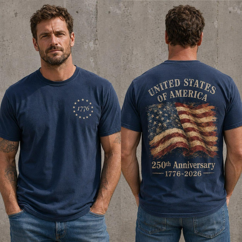United States of America 250th Anniversary Shirt, Vintage American Flag Tee, Patriotic 1776 2026 Fourth of July T Shirt, 250th Anniversary Shirt