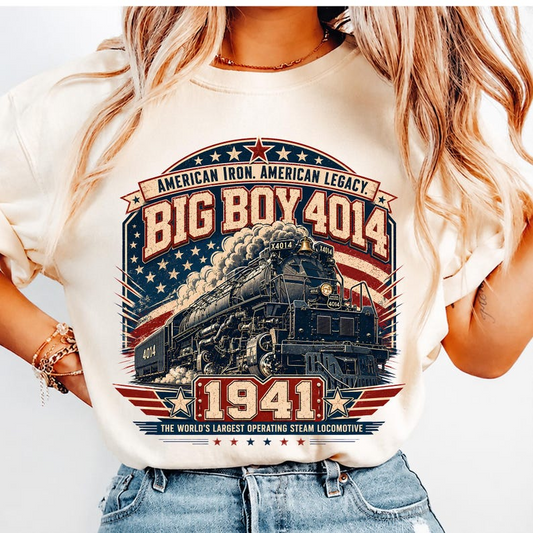 Comfort Colors Big Boy 4014 Steam Locomotive Shirt, American Railroad Heritage T-Shirt, Train Enthusiast Gift for Men and Women, America 250th Anniversary Shirt