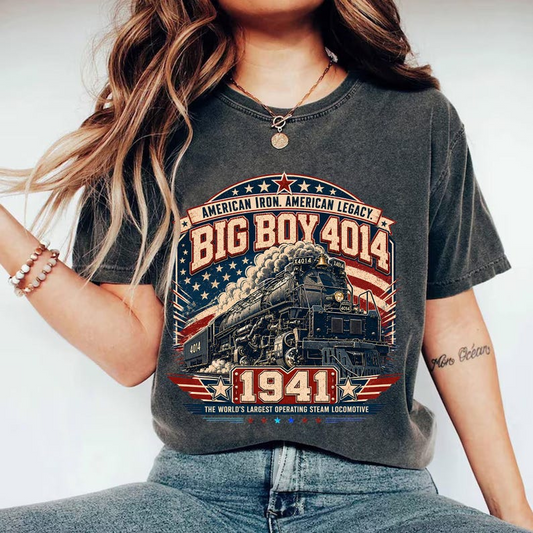 Comfort Colors Big Boy 4014 Steam Locomotive Shirt, American Railroad Heritage T-Shirt, Train Enthusiast Gift for Men and Women, America 250th Anniversary Shirt