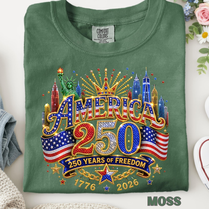 Comfort Colors America 250th Anniversary Shirt, Patriotic USA 1776-2026 Celebration Tee, Liberty Statue American Flag Independence Day Apparel
