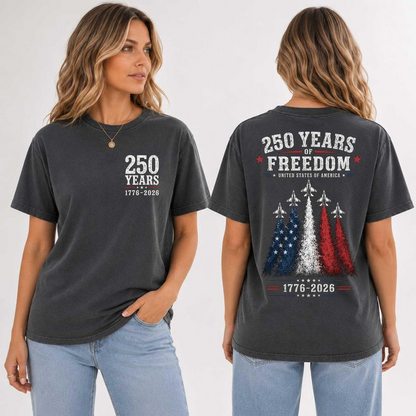 250 Years of Freedom Shirt, Patriotic USA Air Force Tee, 1776 2026 American Flag Graphic T Shirt for Men, 250th Anniversary Shirt