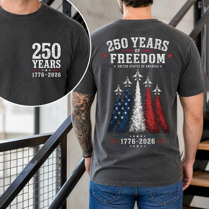 250 Years of Freedom Shirt, Patriotic USA Air Force Tee, 1776 2026 American Flag Graphic T Shirt for Men, 250th Anniversary Shirt