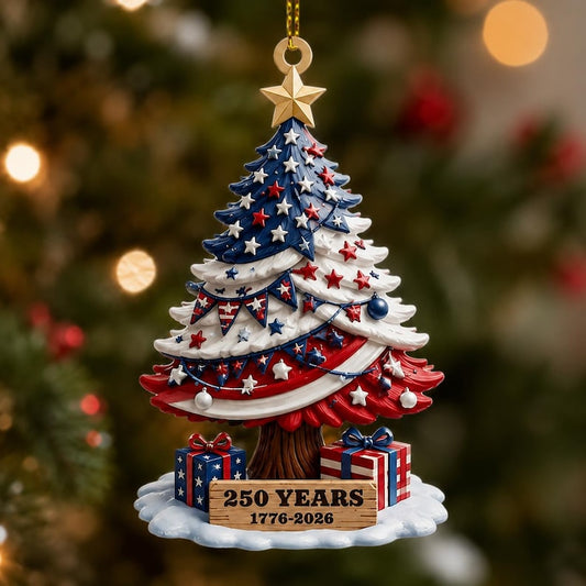 America 250 Acrylic Ornament, 1776-2026 Christmas Tree Ornament, Patriotic American Flag Ornament, USA 250th Anniversary Gift