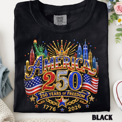 Comfort Colors America 250th Anniversary Shirt, Patriotic USA 1776-2026 Celebration Tee, Liberty Statue American Flag Independence Day Apparel