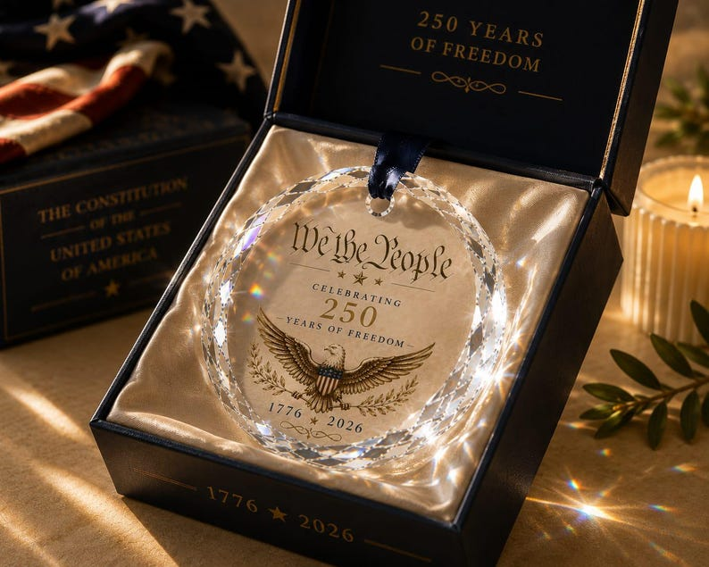 We The People 250th Anniversary Ornament, Patriotic America Heritage Keepsake, 1776-2026 Custom Christmas Gift