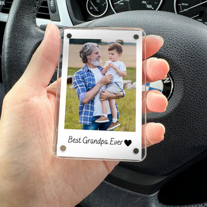 Custom Photo Grandpa Gifts Car Visor Clip, Custom Grandpa Birthday Gift for Him, Personalized Father’s Day Gifts for Dad, Papa Gifts from Grandkids