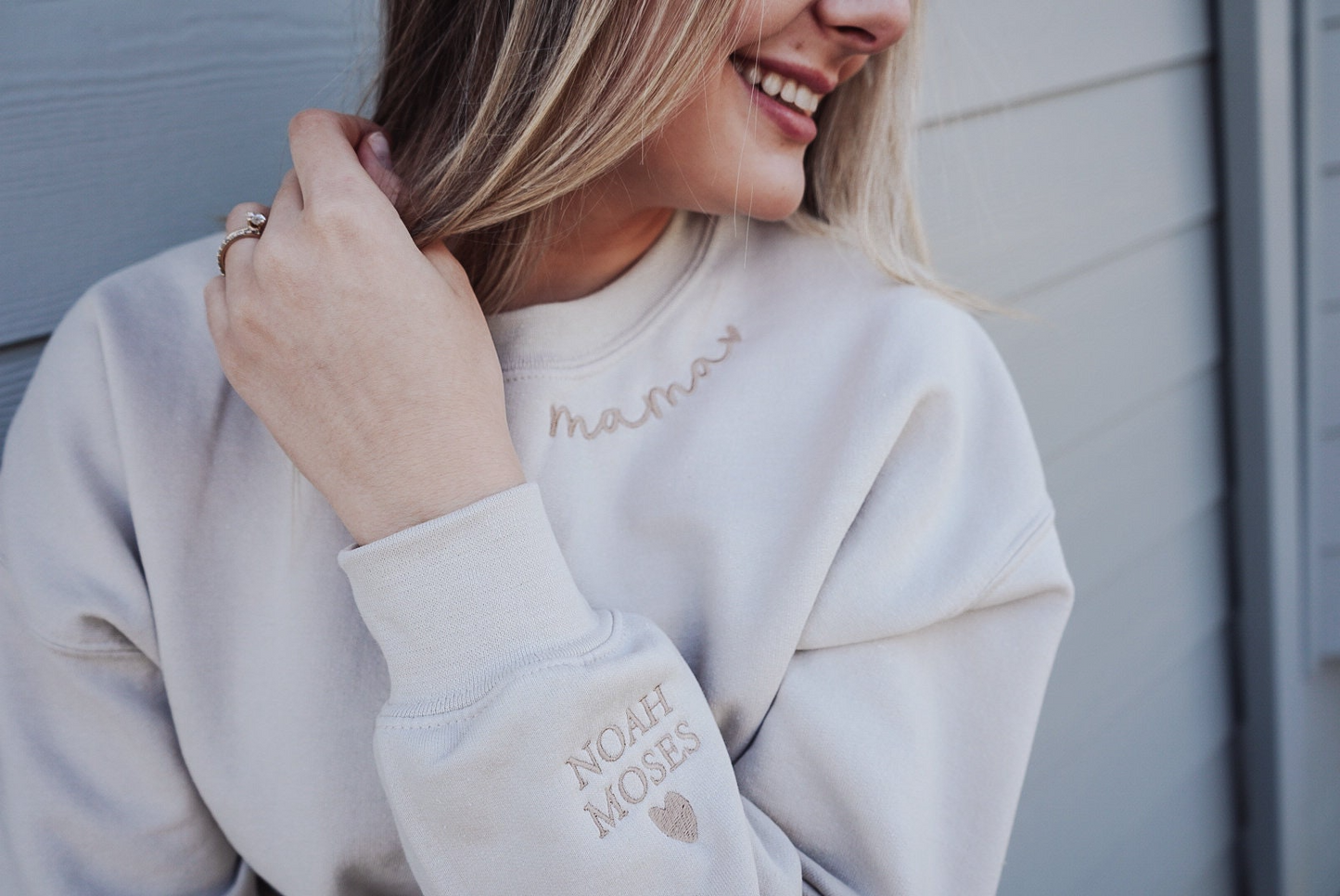 Mama Embroidered Sweatshirt, Custom Mama Shirt With Kids Names