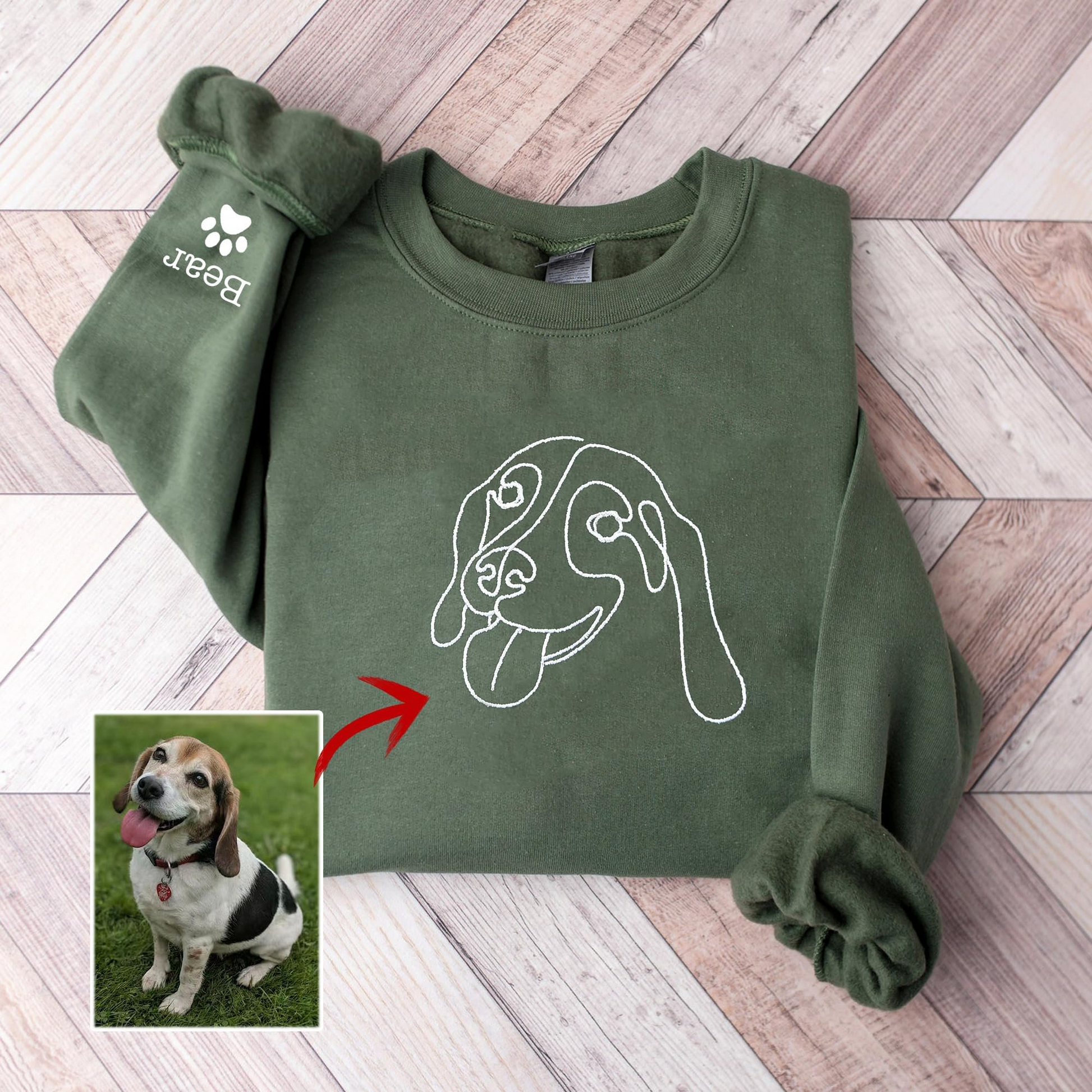 Custom Embroidered Dog ,Personalised one-line Pet Sweatshirt,Dog Mom Sweater,Unisex Embroidered Hoodie,Custom Gifts For Dog Lovers