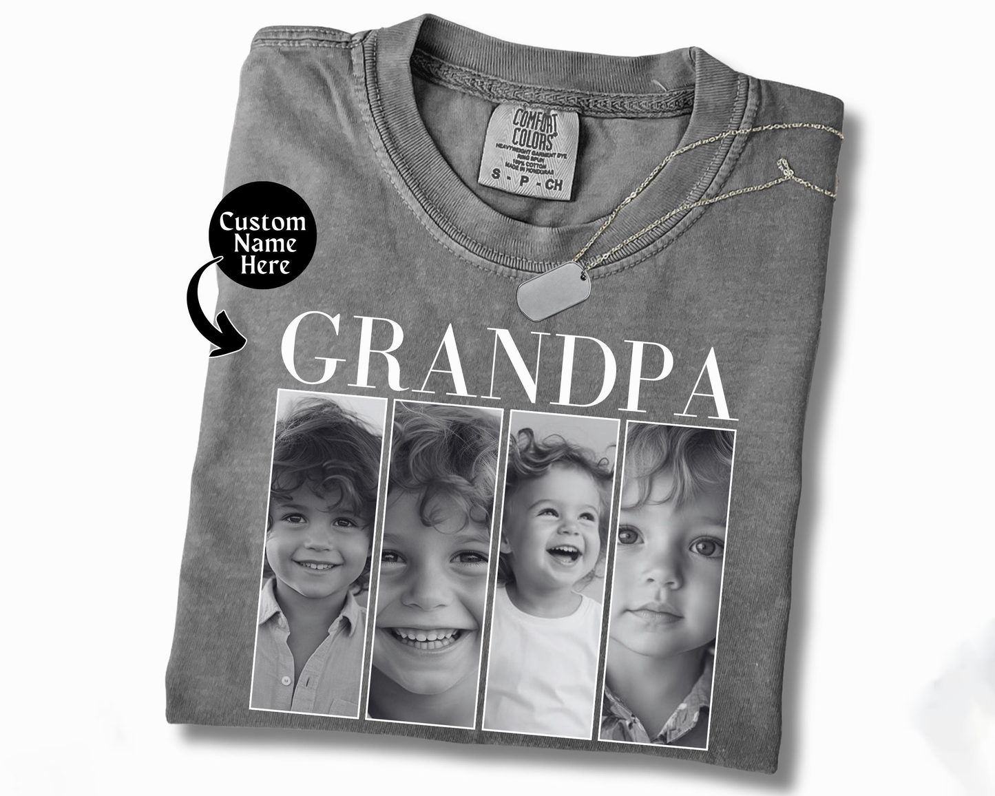 Custom Grandpa Photo Shirt – Personalized Gift for Grandpa, Grandfather, Papa – Kids Photo Shirt for Holiday & Father's Day