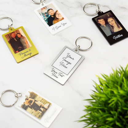 Personalized Photo Keychain with Custom Picture and Text, Acrylic Keychain for Couples, Anniversary or Wedding Keepsake