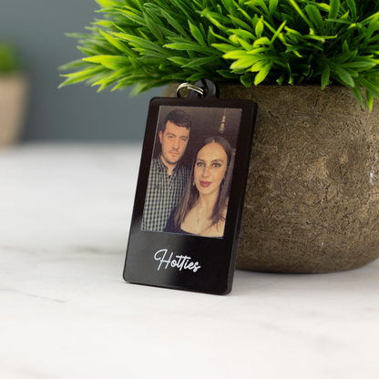 Personalized Photo Keychain with Custom Picture and Text, Acrylic Keychain for Couples, Anniversary or Wedding Keepsake