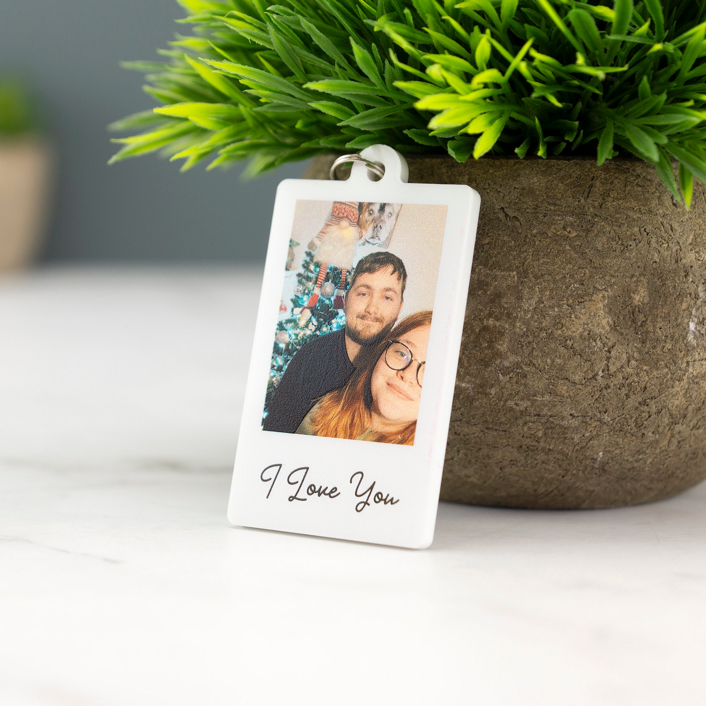 Personalized Photo Keychain with Custom Picture and Text, Acrylic Keychain for Couples, Anniversary or Wedding Keepsake