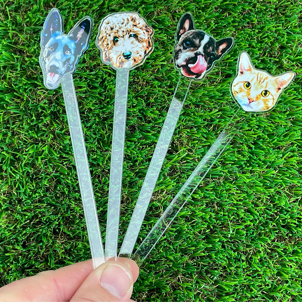 Print YOUR Dog Pet Stir Sticks, 2-sided Signature Drink, I Do Too & Dog Of Honor, Watercolor Acrylic Cocktail Stirrers