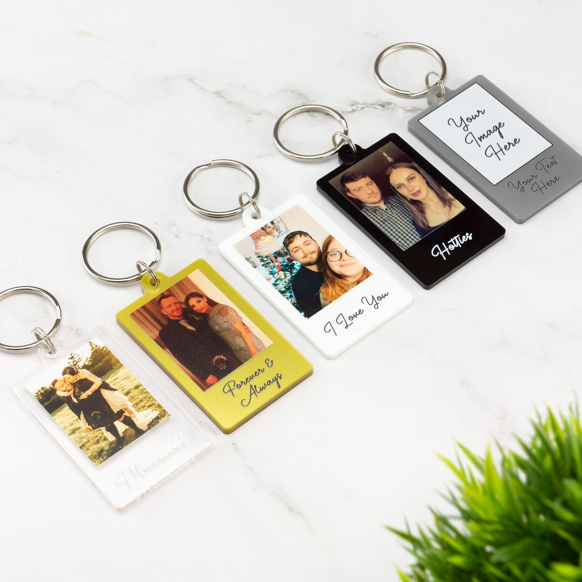 Personalized Photo Keychain with Custom Picture and Text, Acrylic Keychain for Couples, Anniversary or Wedding Keepsake