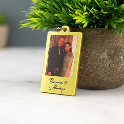 Personalized Photo Keychain with Custom Picture and Text, Acrylic Keychain for Couples, Anniversary or Wedding Keepsake
