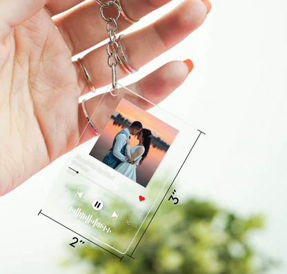 Custom Song Photo Acrylic Keychain, Personalized Music Player Design Keychain, Wedding or Engagement Gift