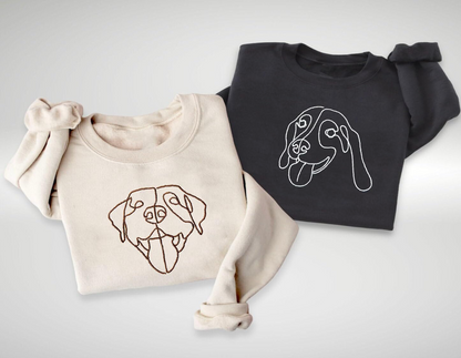 Custom Embroidered Dog ,Personalised one-line Pet Sweatshirt,Dog Mom Sweater,Unisex Embroidered Hoodie,Custom Gifts For Dog Lovers