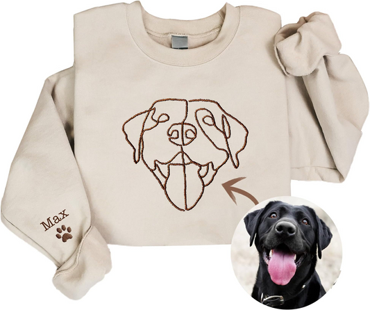 Custom Embroidered Dog ,Personalised one-line Pet Sweatshirt,Dog Mom Sweater,Unisex Embroidered Hoodie,Custom Gifts For Dog Lovers