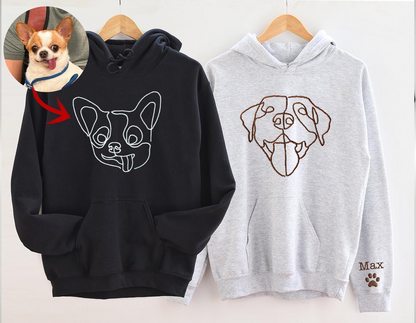 Custom Embroidered Dog ,Personalised one-line Pet Sweatshirt,Dog Mom Sweater,Unisex Embroidered Hoodie,Custom Gifts For Dog Lovers