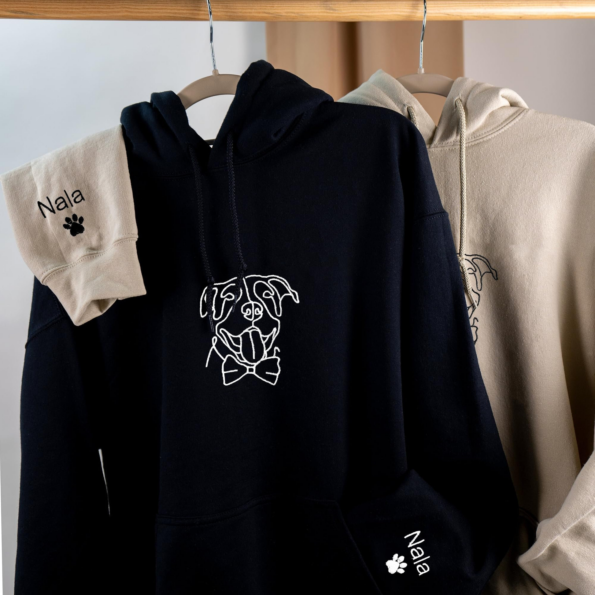 Custom Embroidered Dog ,Personalised one-line Pet Sweatshirt,Dog Mom Sweater,Unisex Embroidered Hoodie,Custom Gifts For Dog Lovers