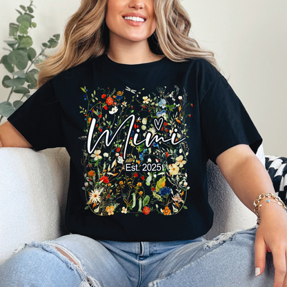 Custom Mimi Est Flower Shirt, Personalized Nickname And Grandkids, Gift For Mother's Day