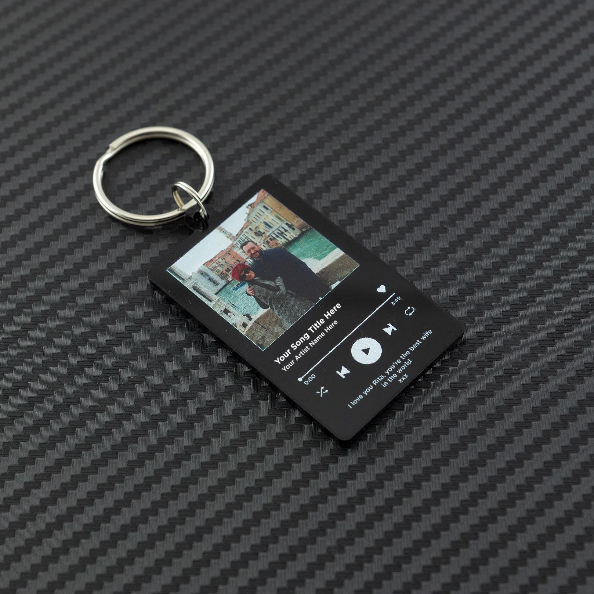 Custom Music Style Photo Keychain, Personalized Love Memory Keepsake