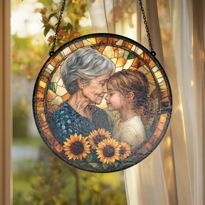 Personalized Photo Suncatcher Stained Glass Grandma Gift