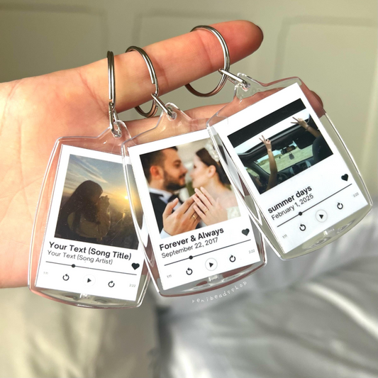 Personalized Song Player Keychain With Photo, Custom Anniversary Keepsake Gift