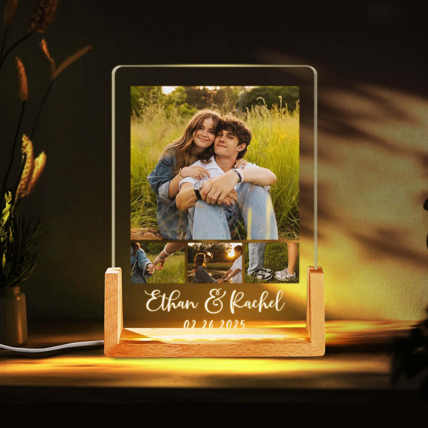 Custom Photo LED Acrylic Plaque, Personalized Picture Night Light for Couples, Romantic Home Decor Gift