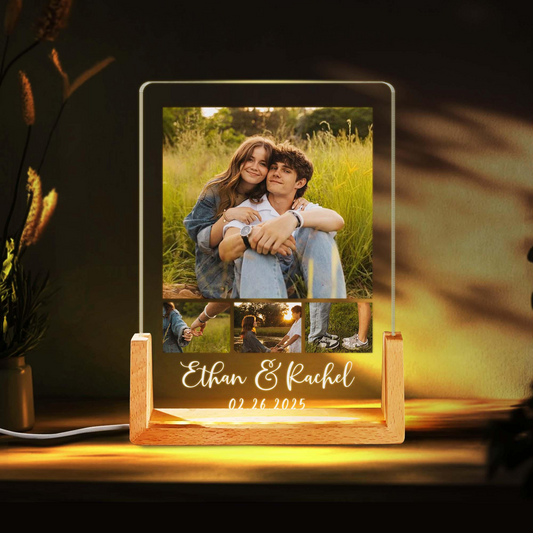 Custom Photo LED Acrylic Plaque, Personalized Picture Night Light for Couples, Romantic Home Decor Gift