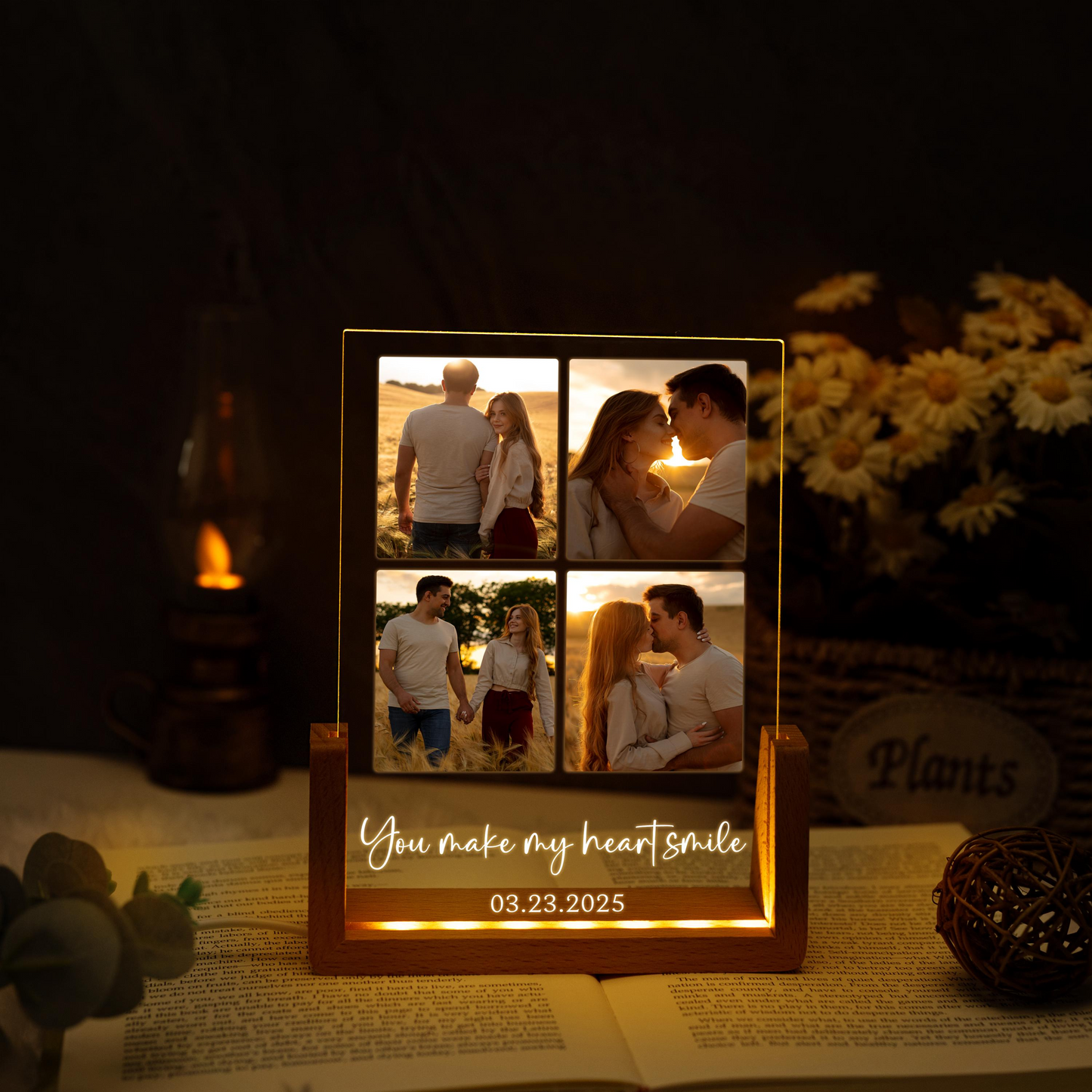 Custom Photo LED Acrylic Night Light, Personalized Picture Plaque for Couples, Anniversary Home Decor