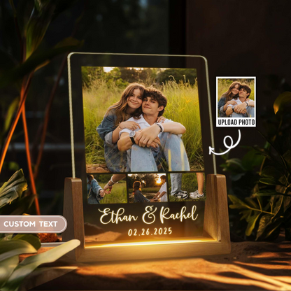 Custom Photo LED Acrylic Plaque, Personalized Picture Night Light for Couples, Romantic Home Decor Gift