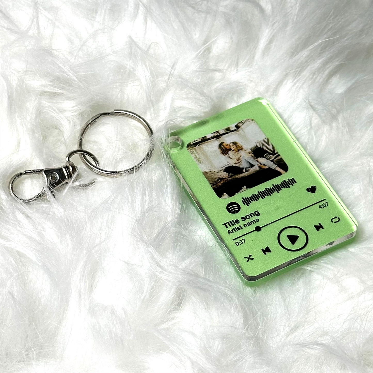 Custom Music Player Photo Keychain, Personalized Song Keychain with Picture and Name, Romantic Gift for Couple