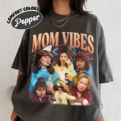 Comfort Colors Cool Moms Club Shirt, Mom Vibes T Shirt with Retro TV Mom Graphic, Funny Gift for Mom