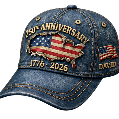 250th Anniversary USA Hat - Custom United States 250th Anniversary Hat 3D Printed Baseball Cap